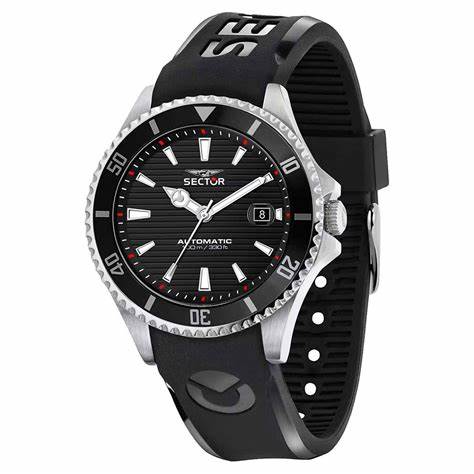 SECTORSector 230 Automatic Men's Watch R3221161002 - Stainless Steel Case, Black Silicone StrapWATCHESEcecile