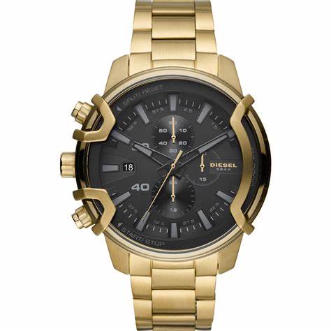 Diesel DZ4522 Griffed Men's Watch - Black Dial, Gold-Tone Stainless Steel Bracelet