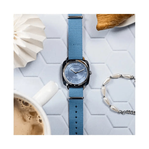 BRISTONBriston Clubmaster Chic 36mm Ice Blue Dial Interchangeable NATO Strap 21536.PRA.UB.25.NIBWATCHESEcecile