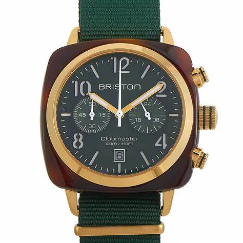 BRISTONBriston Clubmaster Classic Chronograph 40mm British Green Dial Watch 15140.PYA.T.10.NBGWATCHESEcecile
