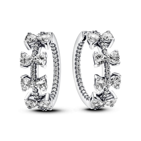 PANDORAPandora 293545C01 Sparkling Bow Row Hoop Earrings – Sterling SilverBIJOUXEcecile