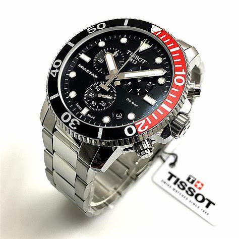 TISSOTTissot Seastar 1000 Chronograph Men's Watch - Black Dial, Stainless Steel BraceletWATCHESEcecile