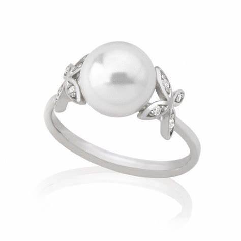 MAJORICAMajorica 16043.01.2.917.010.1 Women's Ring – Rhodium - Plated Silver, Simulated Pearl, Cubic ZirconiaBIJOUXEcecile