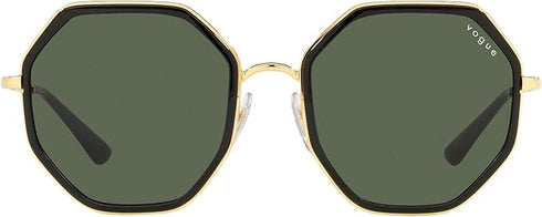 Occhiali da sole Vogue VO4224S da donna - Montatura irregolare in metallo da 55 mm, lenti verde scuro, finitura oro/nero