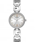 Guess Empower GW0693L1 Women’s 30 mm Quartz Watch – Silver Stainless Steel, Crystal Bezel, G‑Link Bracelet, 30 m WR