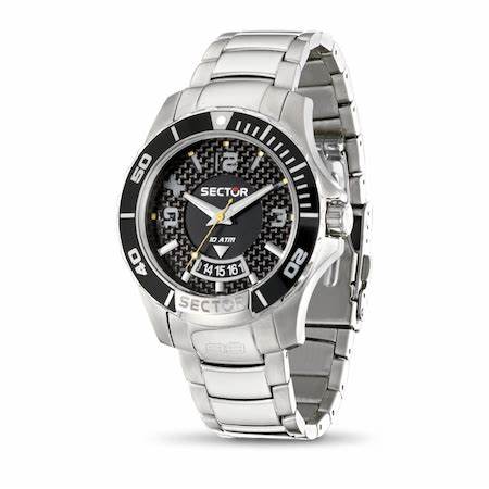 Sector S-99 R3253577002 Men's Quartz Watch - 45mm Black Dial, Stainless Steel Bracelet