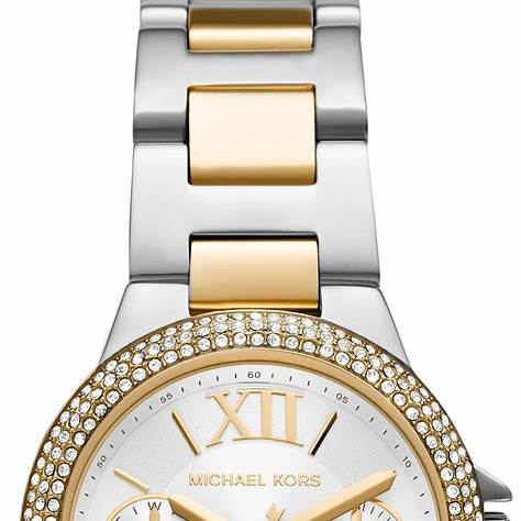 Michael Kors MK6982 Montre chronographe bicolore Camille pour femme avec accents en cristal
