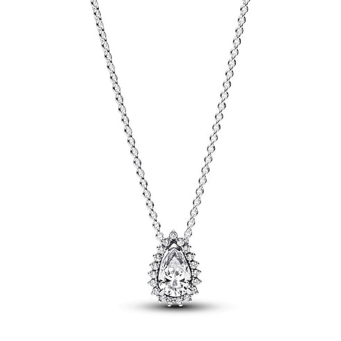 PANDORAPandora 392832C01‑45 Timeless Sparkling Pear Halo Sterling Silver Necklace – 45 cmBIJOUXEcecile