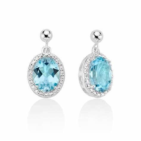 MILUNAMiluna ERD2547 Women's Earrings - 925 Sterling Silver with Oval Blue TopazJEWELRYEcecile
