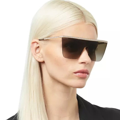 Jimmy Choo LEAH/S 06J/HA Damen Sonnenbrille - 60mm, Glitter Gold Rahmen mit braunen Verlaufsgläsern