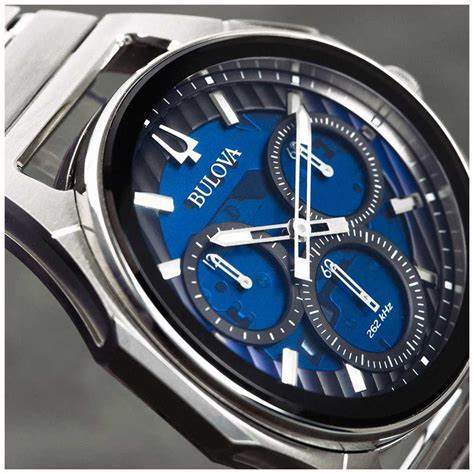 BULOVABulova Curv 96A205 Men's Chronograph Watch - Blue Dial, Stainless Steel BraceletWATCHESEcecile