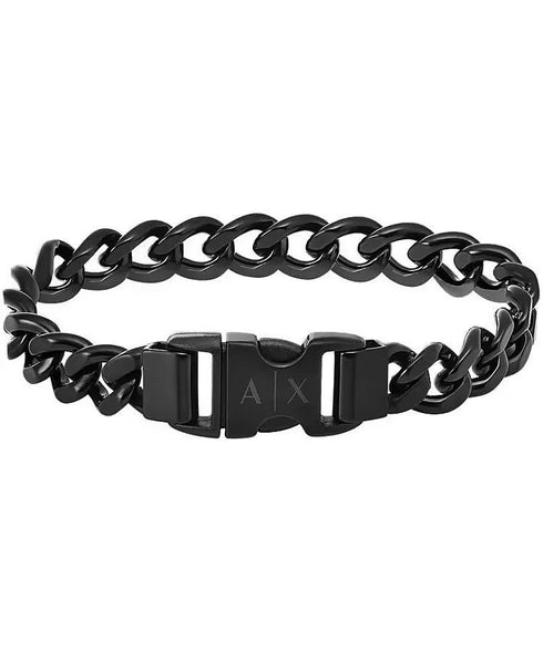 Armani Exchange AXG0156001 Bracelet en acier inoxydable noir avec logo - Hommes