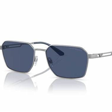 EMPORIO ARMANIEmporio Armani EA2160 304580 Men's Sunglasses - Matte Silver Frame, Dark Blue Lenses, 52mmEYEWEAREcecile