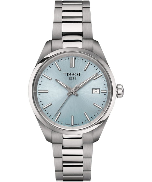 Tissot PR 100 T150.210.11.351.00 Reloj de cuarzo para mujer - 34mm Acero inoxidable, esfera azul hielo