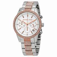 Michael Kors MK6651 Montre chronographe bicolore Ritz pour femme avec accents en cristal