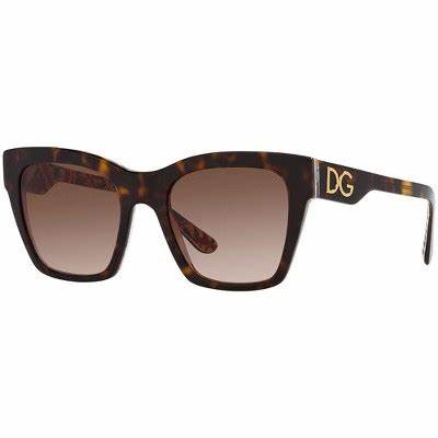 Dolce & Gabbana DG4384 3217/73 53 Women's Square Sunglasses - Havana on White Barrow Frame, Brown Gradient Lenses