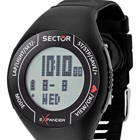 Sector Street Fashion R3251473001 Men's Digital Watch - 47x65mm Black Polycarbonate Case, Black PU Strap