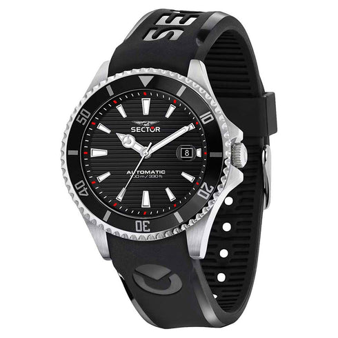 SECTORSector 230 Automatic Men's Watch R3221161002 - Stainless Steel Case, Black Silicone StrapWATCHESEcecile