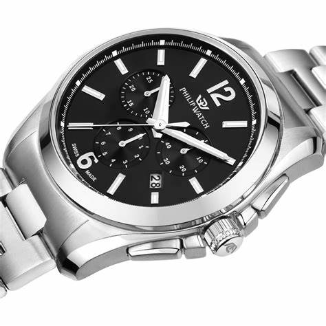Philip Watch Montre chronographe homme Amalfi R8273618003 - acier inoxydable, cadran noir