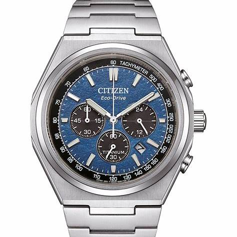 Reloj Citizen Eco-Drive Super Titanium Cronógrafo Hombre - Esfera azul, Brazalete titanio