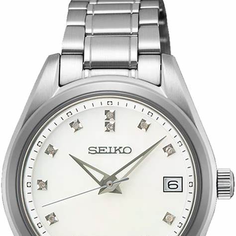 SEIKOSeiko Women's Quartz Watch SUR579P1 - 32mm Stainless Steel Case, Mother of Pearl Dial with Diamond Hour Markers, Sapphire CrystalWATCHESEcecile