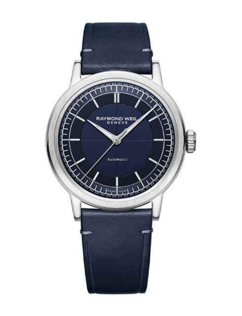 RAYMOND WEILRaymond Weil Millesime 39.5mm Automatic Watch - Blue Dial, Blue Leather StrapWATCHESEcecile