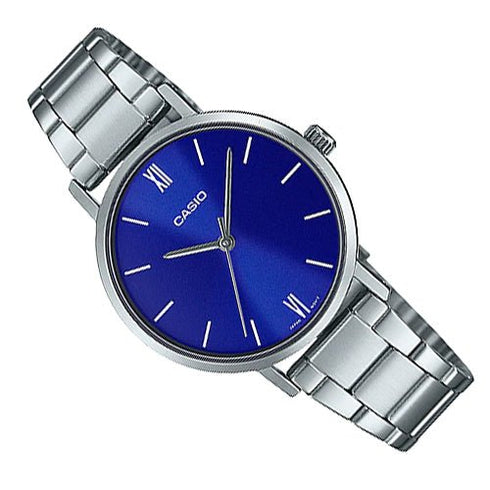 CASIO & VINTAGECasio LTP - VT02D - 2AUDF Women's Analog Watch - Blue Dial, Stainless Steel BandWATCHESEcecile