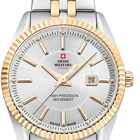 SWISS MILITARYSwiss Military SM34066 - 05 Women's Analog Quartz Watch - Two - Tone Stainless Steel with Silver DialWATCHESEcecile