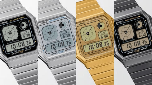 CASIO & VINTAGECasio Vintage A130WEGG - 1AEF Men's Digital Watch - Black Resin Case, Multicolored DialWATCHESEcecile