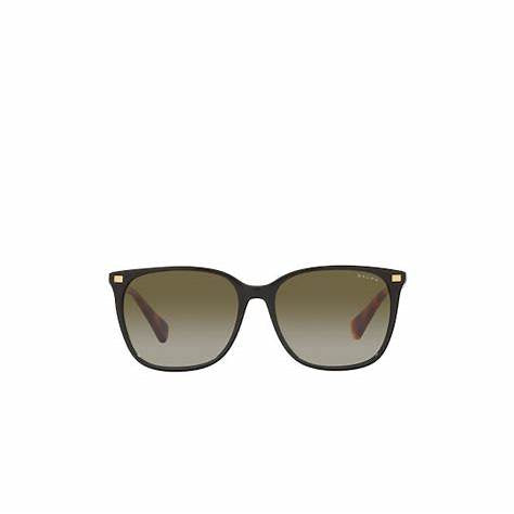 Ralph by Ralph Lauren RA5293 6037/8E Lunettes de soleil carrées pour femme - monture noire brillante, verres verts dégradés