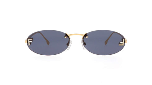 FENDIFendi FE4075US First Crystal Rimless Oval Sunglasses – Blue Lenses, Gold Metal FrameEYEWEAREcecile