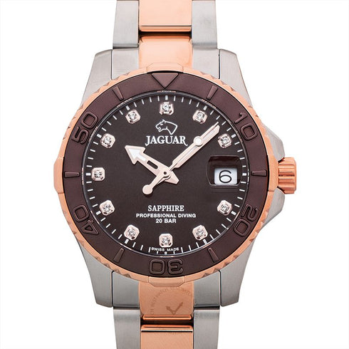 JAGUARJaguar Women's Swiss Quartz Diver Watch - Model J871/2, Two - Tone Stainless Steel, Brown DialWATCHESEcecile