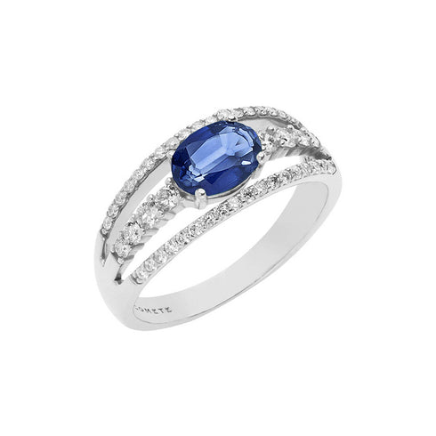 Comete Orione ANB2427 Bague en or blanc 18K avec saphir ovale et diamants