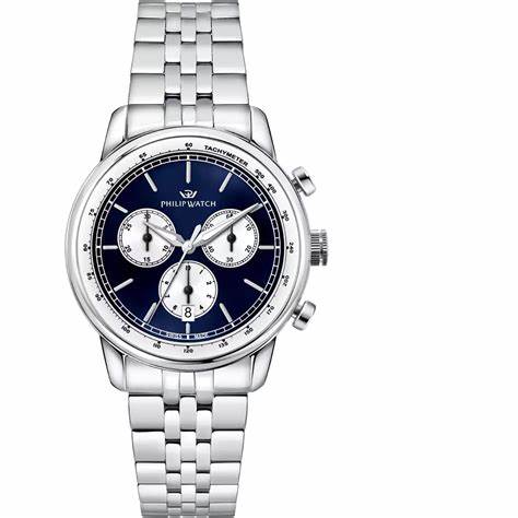 Philip Watch Anniversary R8273650004 Cronografo da uomo - Acciaio inossidabile 40 mm, quadrante blu