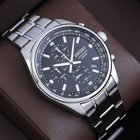 SEIKOSeiko Chronograph SSB379P1 Quartz Men's Watch - Black Dial, Stainless Steel BraceletWATCHESEcecile