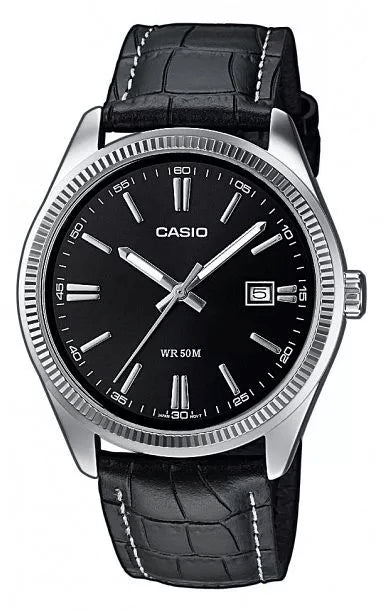 CASIO & VINTAGECasio MTP - 1302PL - 1AVEF Men's Analog Watch – Black Dial with Genuine Leather StrapWATCHESEcecile