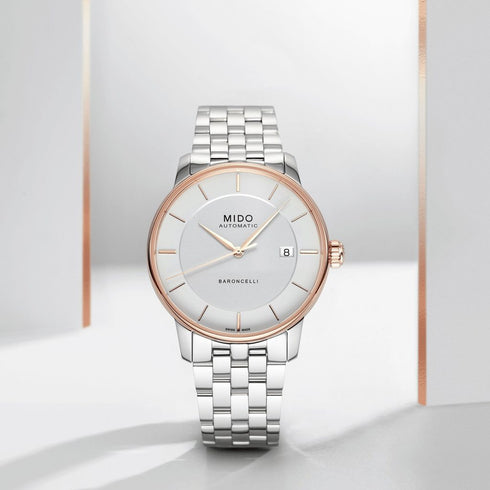 Mido Baroncelli Signature Lady M037.207.21.031.00 Montre femme automatique - cadran argenté, bracelet en acier inoxydable