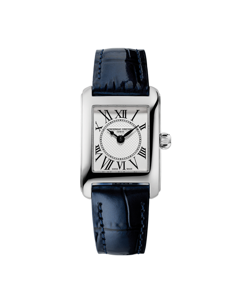 Frederique Constant Classics Carrée Ladies FC-200MC16 - Edelstahl, blaues Lederarmband