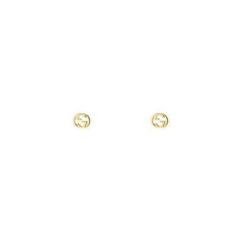 Gucci YBD748543001 18k Rose Gold Interlocking GG Stud Earrings