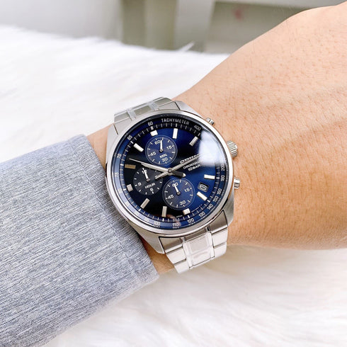 Seiko SSB377P1 Reloj Cronógrafo Cuarzo Hombre - Esfera Azul, Brazalete Acero Inoxidable