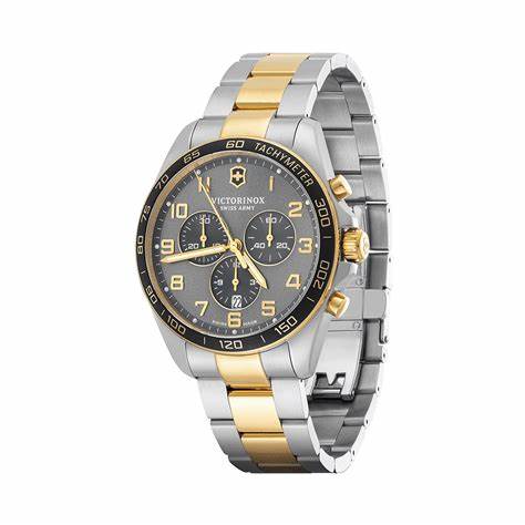 Victorinox Fieldforce Classic Chrono Men's Watch V241902 – Gray Dial, Two-Tone Bracelet