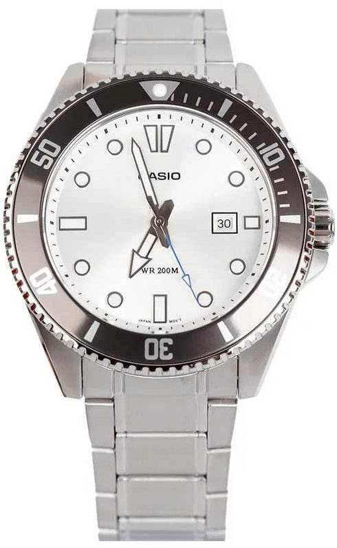 CASIO & VINTAGECasio MDV - 107D - 7AVDF Men's Analog Dive Watch - White Dial, Stainless Steel BraceletWATCHESEcecile