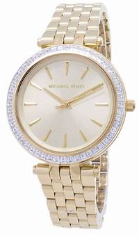 Michael Kors MK3365 Montre Mini Darci en or pour femme avec lunette ornée de cristaux