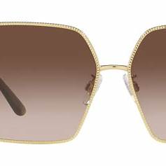 Dolce & Gabbana DG2279 02/13 60 Women's Square Sunglasses - Gold Metal Frame, Gradient Brown Lenses