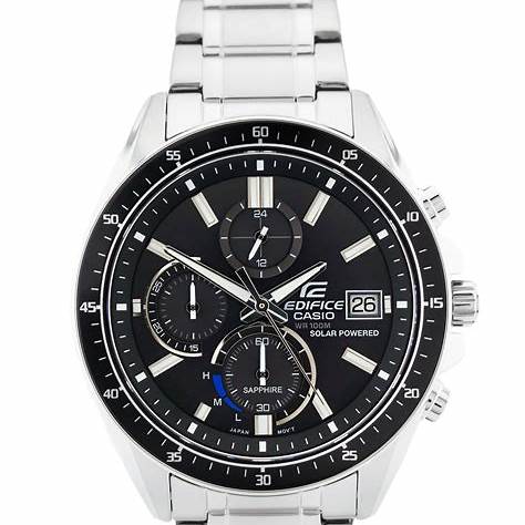 CASIO EDIFICECasio Edifice EFS - S510D - 1AVUEF Men's Solar Chronograph Watch - Black Dial, Stainless Steel BandWATCHESEcecile