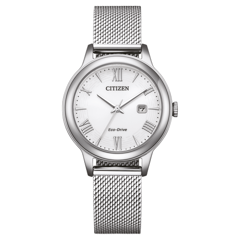 Citizen EW2621-75A Eco-Drive Reloj mujer - Esfera blanca, brazalete milanesa