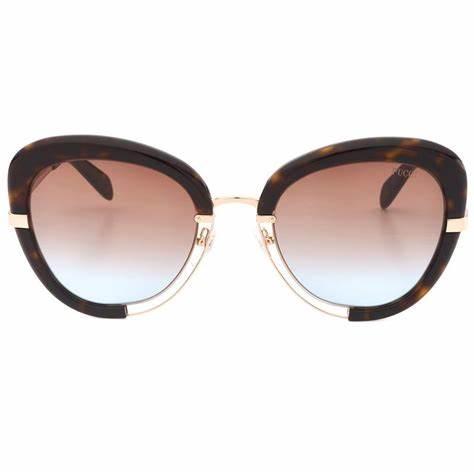 Emilio Pucci EP0115 5552G Women's Butterfly Sunglasses – Dark Havana Frame, Brown Gradient Lenses, Ø 55mm