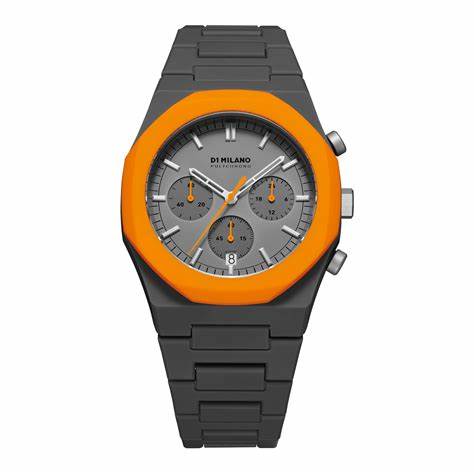 D1 MILANOD1 Milano Polychrono Orange Blast PHBJ01 Unisex Watch - Grey Polycarbonate, Orange Bezel, 40.5mmWATCHESEcecile