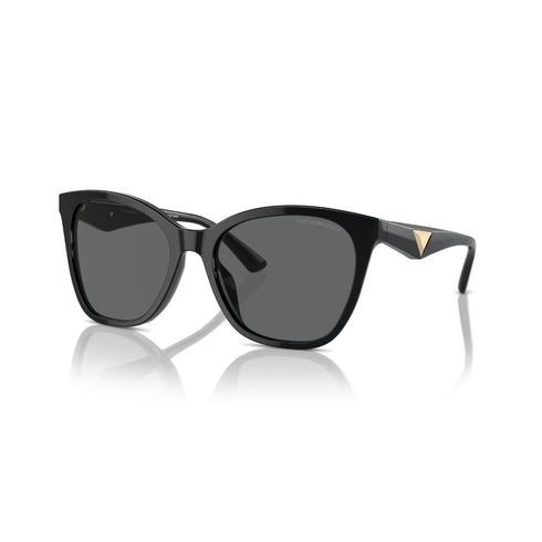 Lunettes de soleil Emporio Armani EA4222U 501787 pour femme - monture noire brillante, verres gris foncé, 56 mm