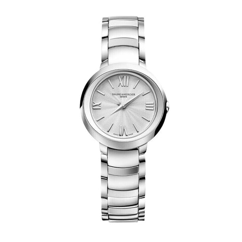 BAUME&MERCIERBaume & Mercier Promesse MOA10157 Women's Quartz Watch - Silver Guilloché Dial, Stainless Steel BraceletWATCHESEcecile